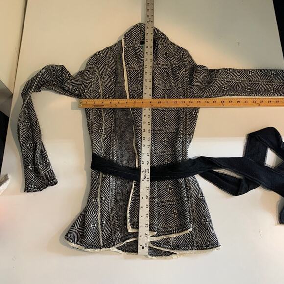 Sparrow Cardigan Womens S Small White Black Wool Cashmere Blend Tie Open Front - Picture 7 of 11